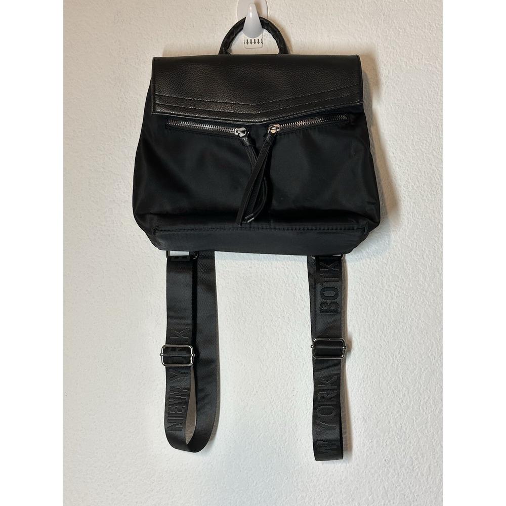 Botkier NY Trigger Mini Backpack Purse Bag Nylon Faux Leather Black Travel